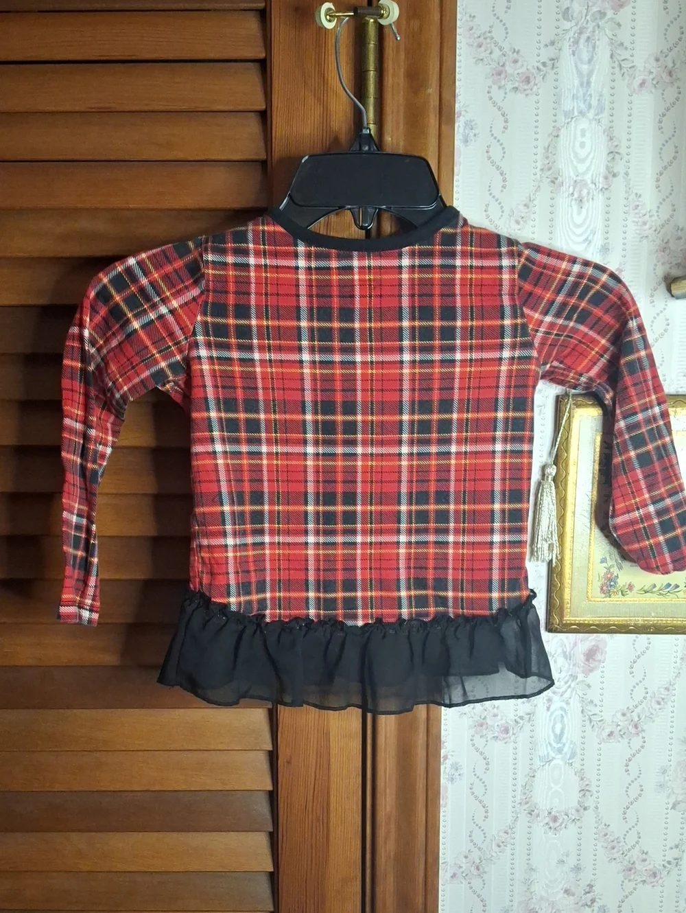 Garanimals 4T Black Bow Long Sleeve Plaid Shirt - Preloved